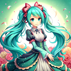 hatsune miku happy birthday card barocco dress