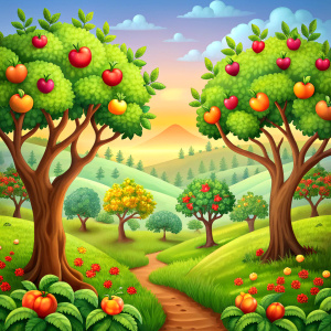 apple trees cartoon