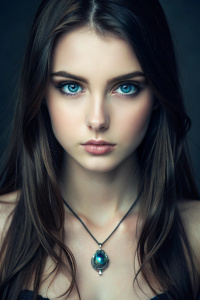  Koyu kumral düz saçlı mavi gözlü keskin bakışlı boynunda bir tılsım olan 19 yaşında bir kız 