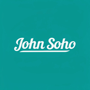 Creative logo design for 'John Soho'. Minimalist approach with bold font on a vibrant teal backdrop