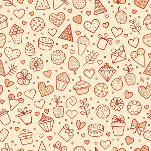 valentine day minimalist doodles for seamless pattern tile, light background