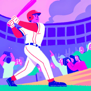 Shohei Ohtani, Los Angeles Angels player, mid-swing, intense focus. Crowd cheering in background, dynamic action shot.