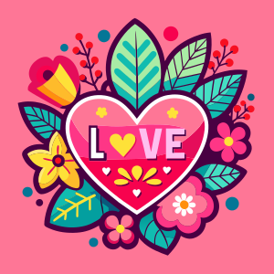 valentine day sticker with text love you
