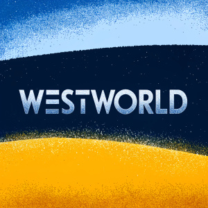 Minimalist design for 'Westworld'. Black background, logo in bold white letters, futuristic feel