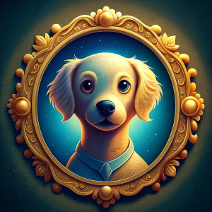 photo dog in vintage frame