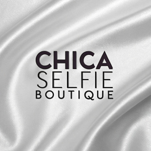 CHICA SELFIE BOUTIQUE logo, minimalist design in bold black letters on sleek, shiny silver background.
