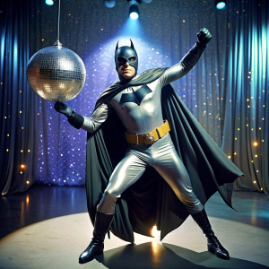 Batman moderno dancing in a disco