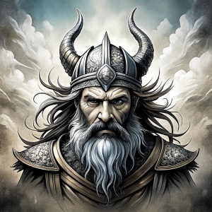 Nordic God Njörd, The Norse Sea God - perfect realistic art, high-definition grey and black, white background tattoo design