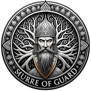 Nordic Mimir - Guard the Source of Tree Yggdrasilr high-definition design grey and black, realistic tattoo design, white background