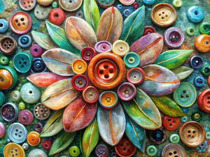 Flower Bud Painting: Use old buttons to create a beautiful painting. You can arrange them to form an image or an abstract design