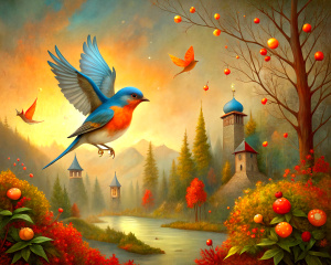 "A tale of a bluebird who flew away and is looking for his lover