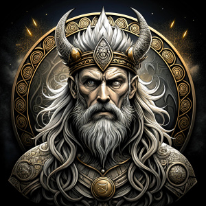 Nordic God Njörd, The Norse Sea God - perfect realistic art, high-definition grey and black, white background tattoo design