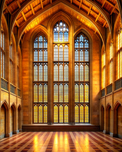 hogwarts grand lobby wood hight wall hight 4 window gothic glass- high-definition - brown and black wood wall- old wood grey -nature stone old floor background 