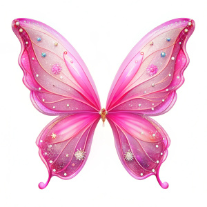  beautiful pink fairy wings isolated on white background