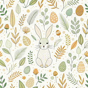 easter minimalist doodles seamless pattern tile, white ground