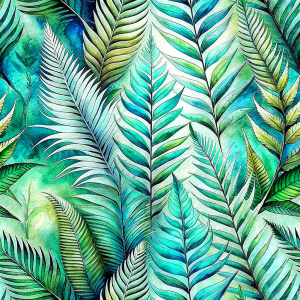 white and clears backgraunds.ferns and sparsely placed tropical leaves.only
 . laying repeat