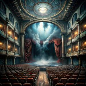 escenario de teatro lugubre y siniestro