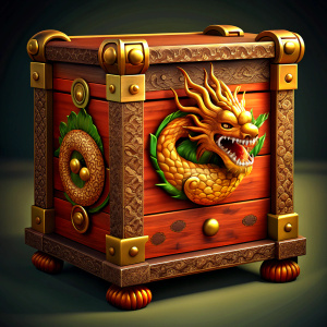 wooden dragon chest, Chinese New Year