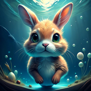 realistic cute bunyy under water