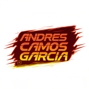 Digital artwork showcasing a sleek, modern logo for Andrés Camos Garcia. Bold design elements