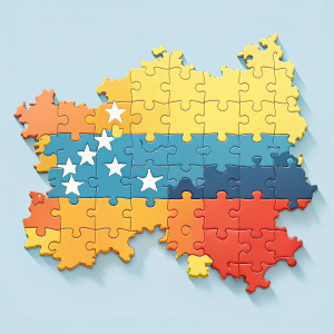 map of Russia in the form of a puzzle with kaliningrad region as a piece
