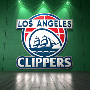 The Los Angeles Clippers logo redesign. Sleek and modern version featuring ship and NBA elements. Set against vibrant green backdrop.