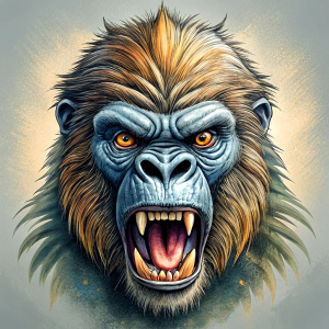 Furious Gorilla Head Art