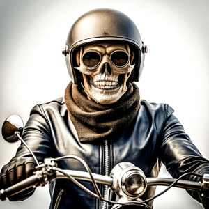 motorcycle biker skull tattoo design - perfect realistic art - high-definition - grey and black - white background 