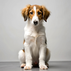 Cute puppy Borzoi sitting