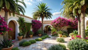 Create a Mediterranean Paradise: Spanish Style Yard Design Ideas, To achieve an authentic Spanish style yard, it is essential to incorporate a variety of Mediterranean plants. Consider planting bougainvillea, jasmine, rosemary, and palm trees to add texture, color, and fragrance to your outdoor space. These plants thrive in the Mediterranean climate and will create a lush and inviting atmosphere.