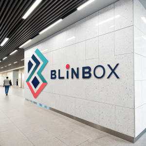 Modern logo design featuring Blinkbox. Dynamic geometric shapes in contrasting colors on a minimalist background. Company name 'Blinkbox' in sleek, contemporary font styles.