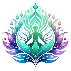 Create a logo that embodies spiritual transformation and growth. The design should integrate alchemical and spiritual symbols, such as a spiral, phoenix, or lotus, in a harmonious and abstract way. Use a color palette of soft golds, gentle purples, teal, and green to evoke a sense of enlightenment, clarity, and renewal. 