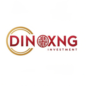 Din Xing Investment's logo, featuring sleek, modern fonts for the company name in both English and Chinese. Utilizes a blend of vibrant red and gold colors to reflect tradition while maintaining a contemporary edge.