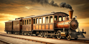 front old train 1880, real photo, natural brown, 