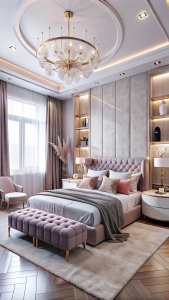 luxury modern feminine bedroom room background chill