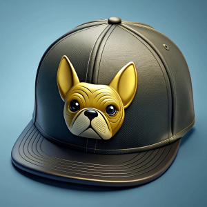 logo, French bulldog, 4k, gold, on hat, mexico