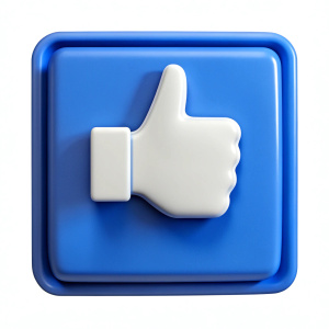 3d thumbs up notification icon on blue speech bubble. design elements for social networks. illustration isolated on white background. 3d rendering