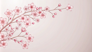 minimalist Cherry Blossom flower outline flora line art mockup with copy space  