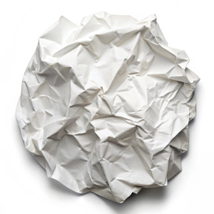 crumped white Paper isolated on white background

