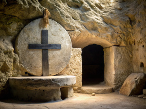 Jesus tomb was empty and picture of a cross