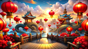 sea, background for the game, Chinese new year, wooden dragon