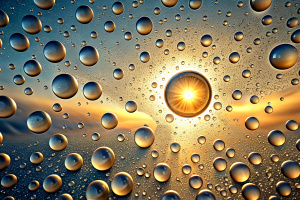 sun and water drops. Sweat 