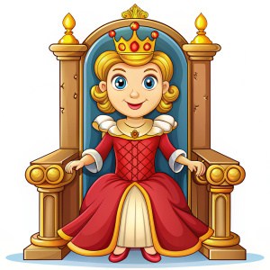 Cartoon queen sitting on the throne