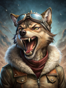 MUJER LOBO PILOTO voluptuosa ENOJADO
