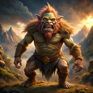 TROLL SER MITOLOGICO DE TIERRA MEDIA, FURIOSO, FONDO FANTASTICO, CUERPO COMPLETO
