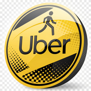 The Uber logo in a vibrant yellow and black color scheme, featuring a sleek, modern sans-serif font on a transparent background.