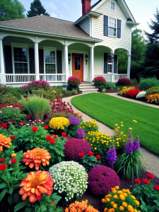 Small flower garden in front of the house