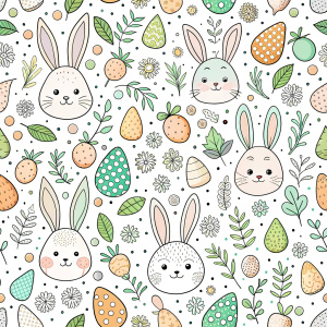 easter minimalist doodles seamless pattern tile, white ground