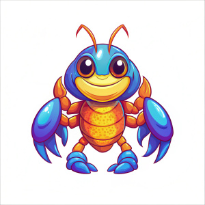 Craw, full body, side view, mascot cartoon character isolated on white background