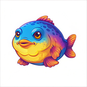 Blobfish, full body, side view, mascot cartoon character isolated on white background